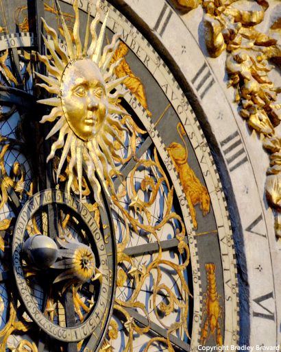 Detail of astronomical clock in Lyon, France
