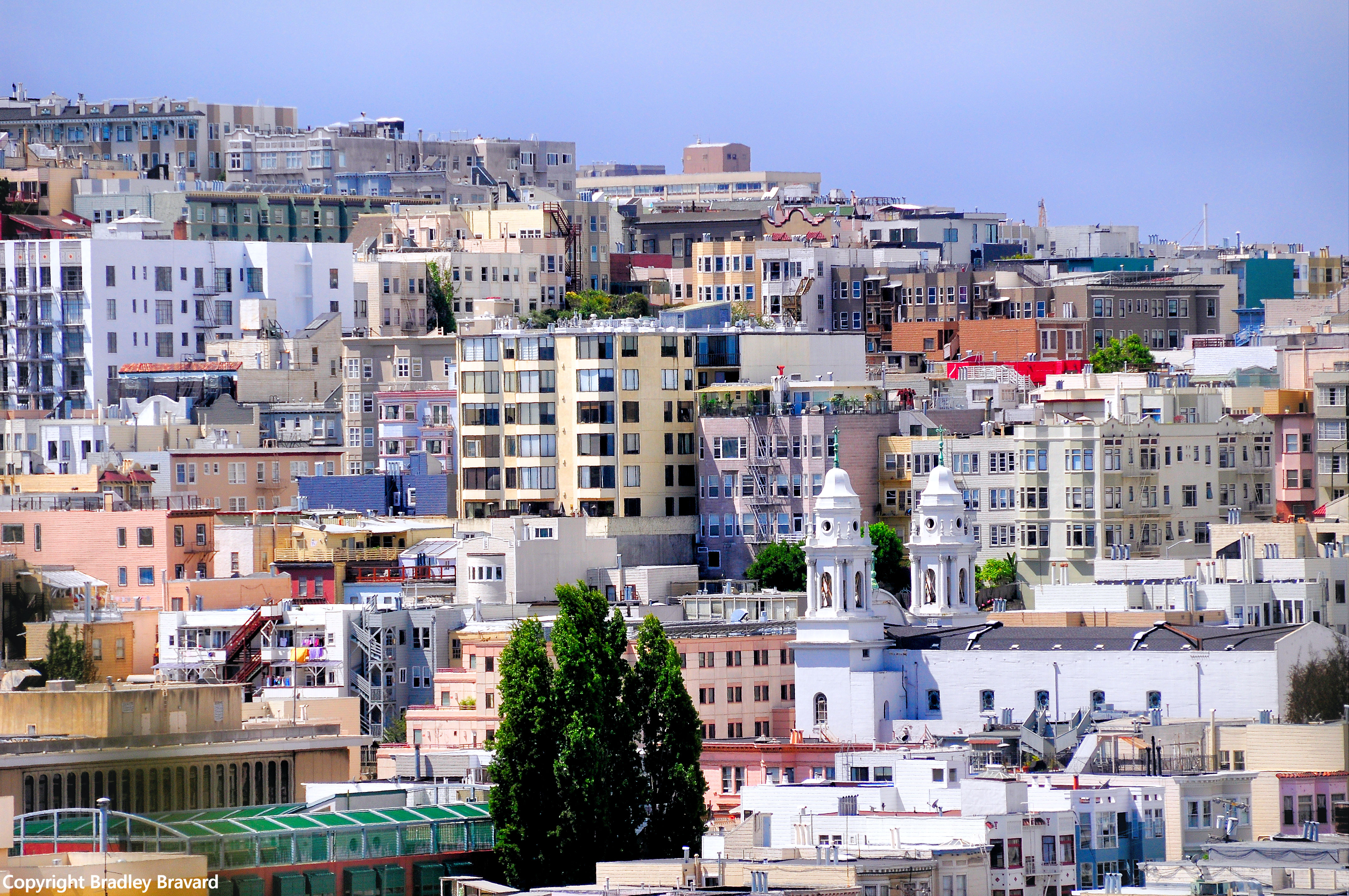 Color photo of rows of various-shaped buildings in San Francisco