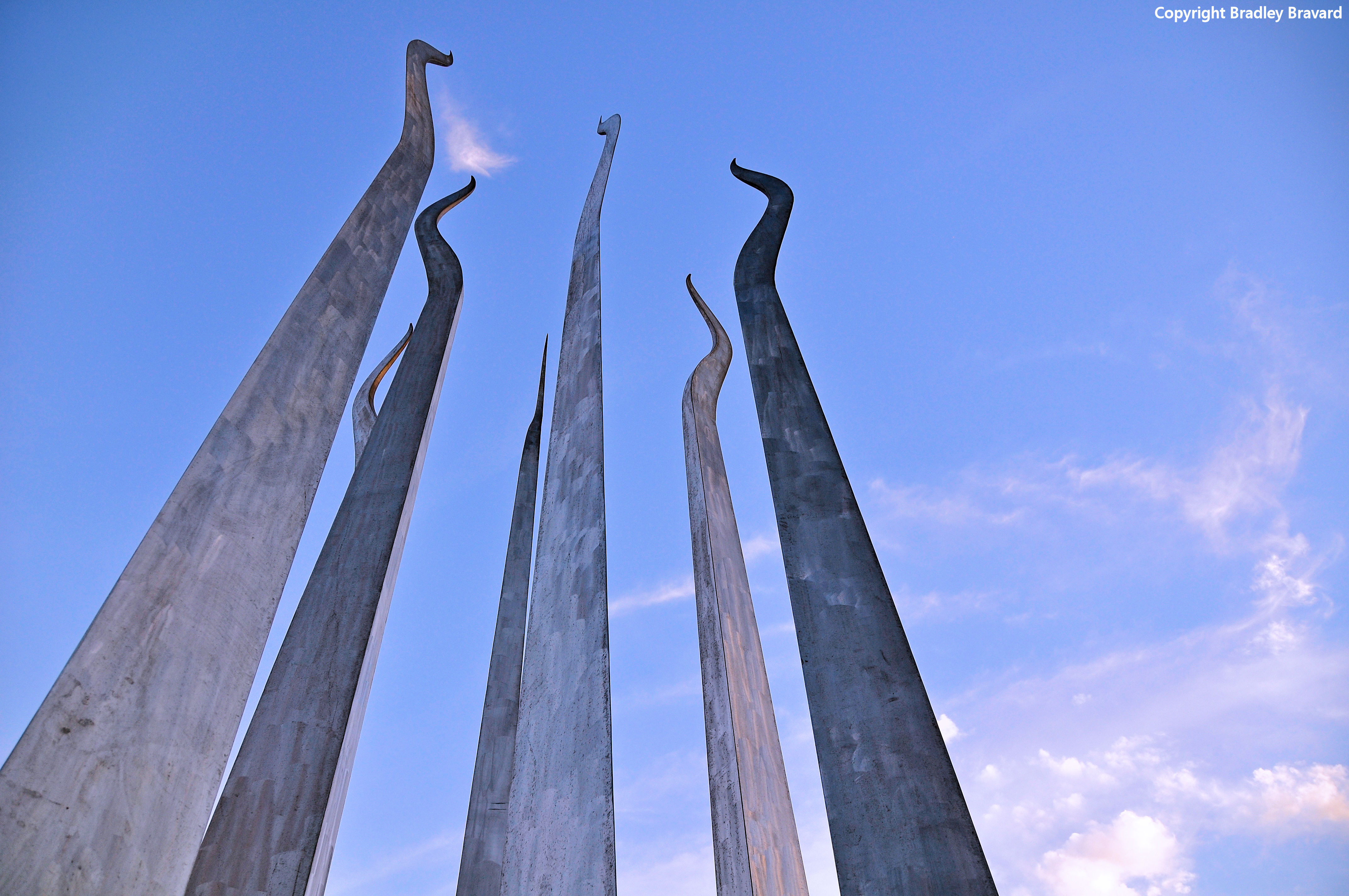 Detail of "Sticks of Fire" sculpture on University of Tampa campus in Tampa, Florida