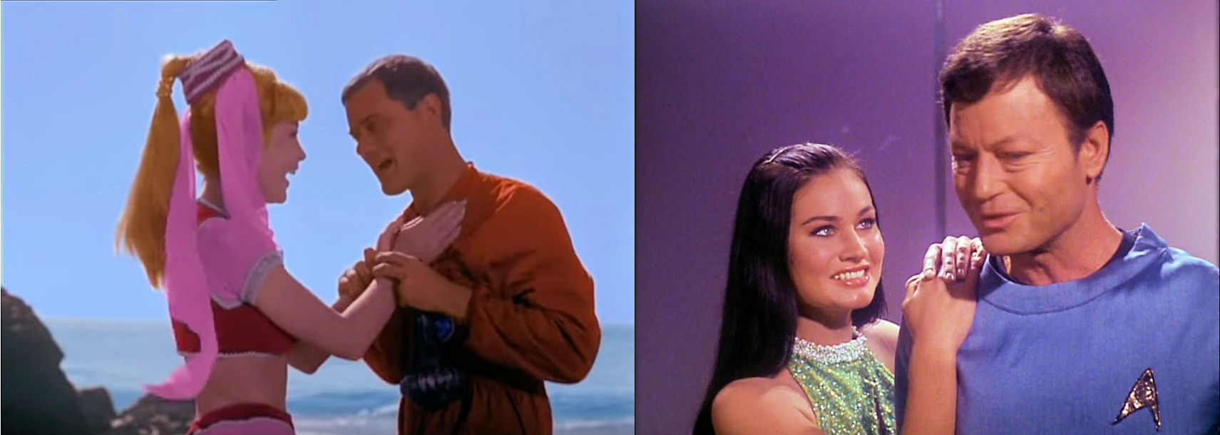 Screenshots from I Dream of Jeannie (left) and Star Trek (right)