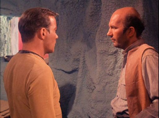 Screenshot of Kirk and Childress from Star Trek episode Mudd's Women