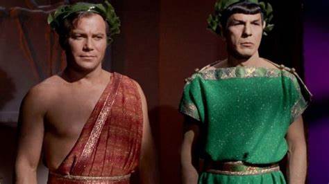 Image of Kirk and Spock in Roman costumes from Star Trek TV series